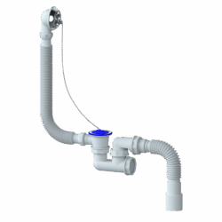 S12R Сифон с РЕВИЗИЕЙ для ванны и глубокого поддона,винты 6х40,гибкое соед Ø40х40/50  400 мм (уп 35)