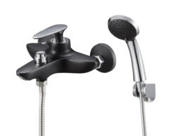 SAT3-A010YB, см-ль для ванной,  ø35, покрытие черный матовый+хром, встр. в корпус кноп перекл на душ