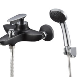 SAT3-A010YB, см-ль для ванной,  ø35, покрытие черный матовый+хром, встр. в корпус кноп перекл на душ