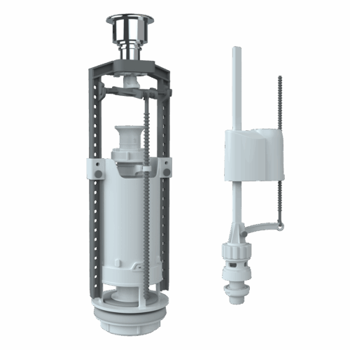 Комплект арматуры клапан спускной и наполнительный с нижней подводкой (кнопка хром) SM-N/H (30)