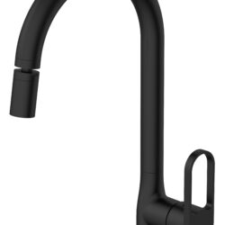 Смеситель "Harbor Black" д/кухни c аэратором на шарнире, R-излив, арт. HR519BAR