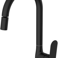 Смеситель "Shore Black" д/кухни c аэратором на шарнире, R-излив, арт. SHR519BAR