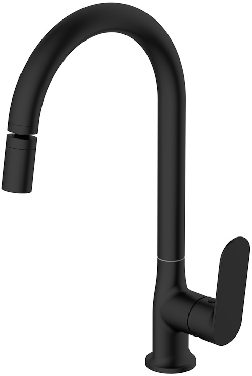 Смеситель "Shore Black" д/кухни c аэратором на шарнире, R-излив, арт. SHR519BAR
