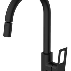 Смеситель "Surf Black" д/кухни с аэратором на шарнире, R-излив, арт. SF519BAR