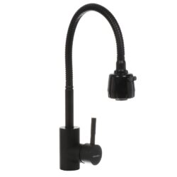 *B58-2016M Смеситель для кухни 35 мм с гибким изливом Нерж Чёрный крепление гайка (без подводки)