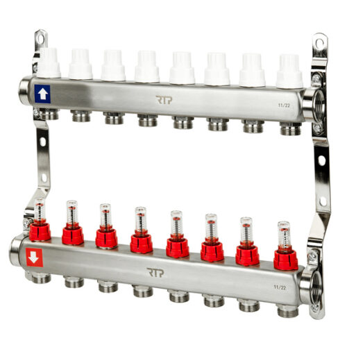 Коллекторная группа с расходомером и кронштейном 1"х3/4"х8 вых 39425 (5/1) RTP Коллекторная группа с расходомером и кронштейном 1"х3/4"х8 вых 39425 (5/1) RTP