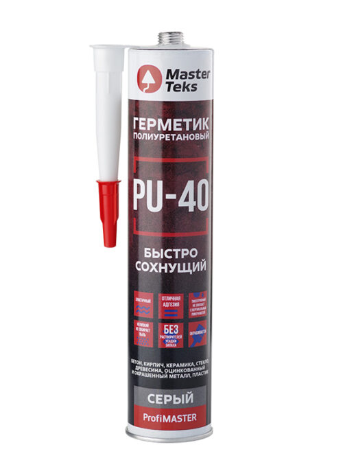 MasterTeks PM герметик полиуретановый быстросохнущий PU-40 280 мл серый