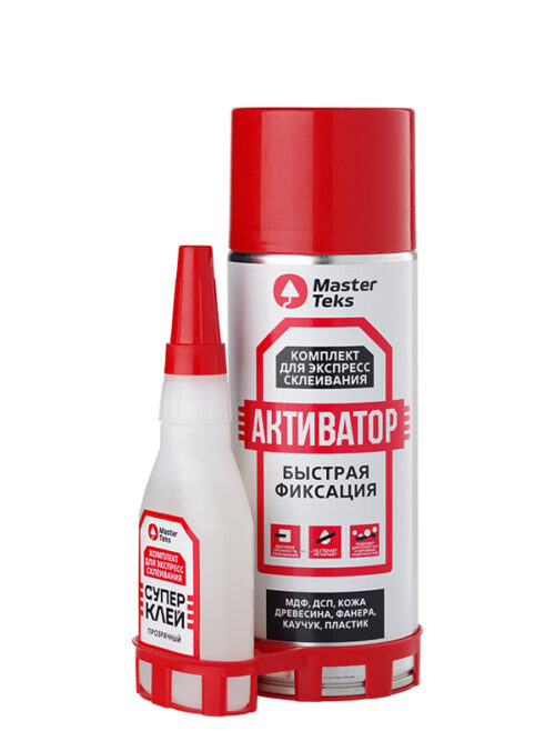 MasterTeks супер-клей комплект для экспресс склеивания 400 мл+100 мл прозрачный MasterTeks супер-клей комплект для экспресс склеивания 400 мл+100 мл прозрачный