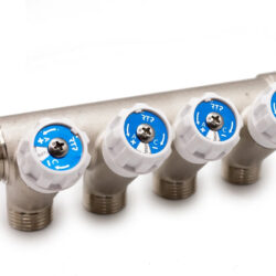 Коллектор с вентилями 1"х3/4" 4 выхода, латунь, наружная резьба	39510 (21/1)