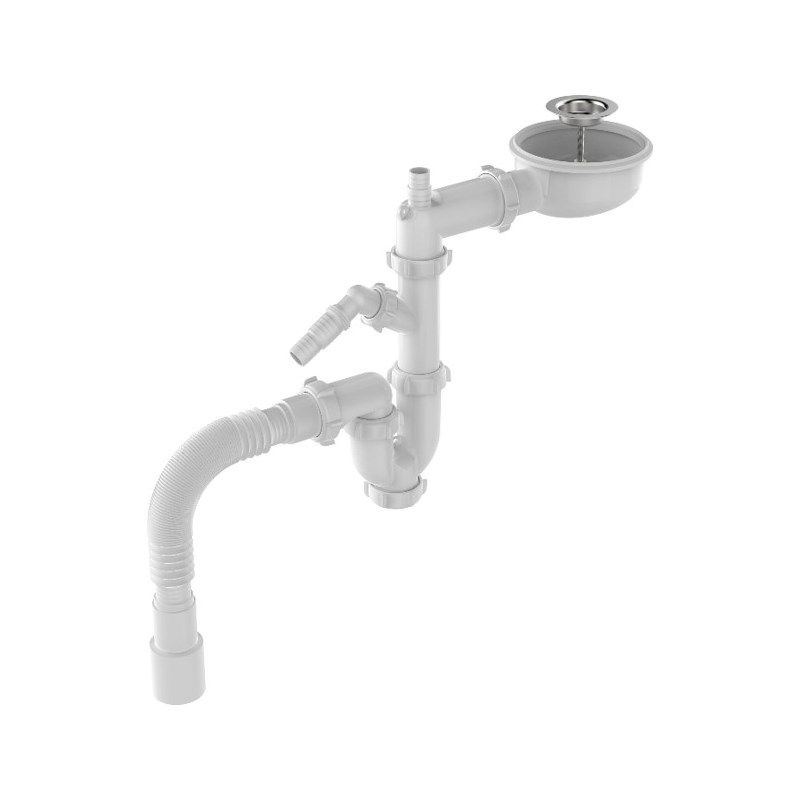 Сифон Пилот под стиральную машину с метал.решетк. 70мм с отв. с/м с г.т. 40х40/50.