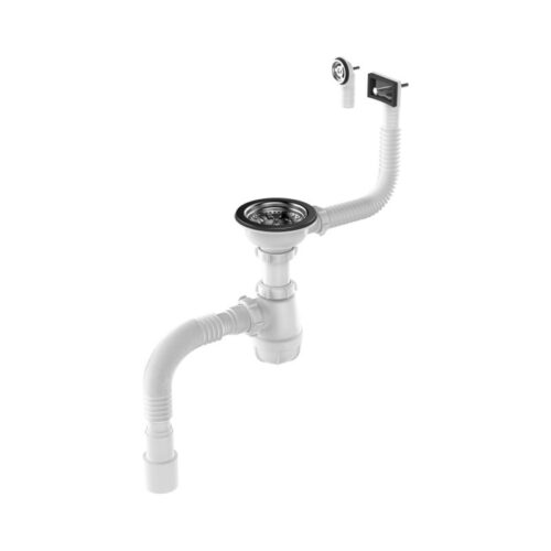 Сифон для евромойки 3 1/2"х40 с метал.решетк, с прямоугольным и круглым переливами с г.т. 40х40/50,д