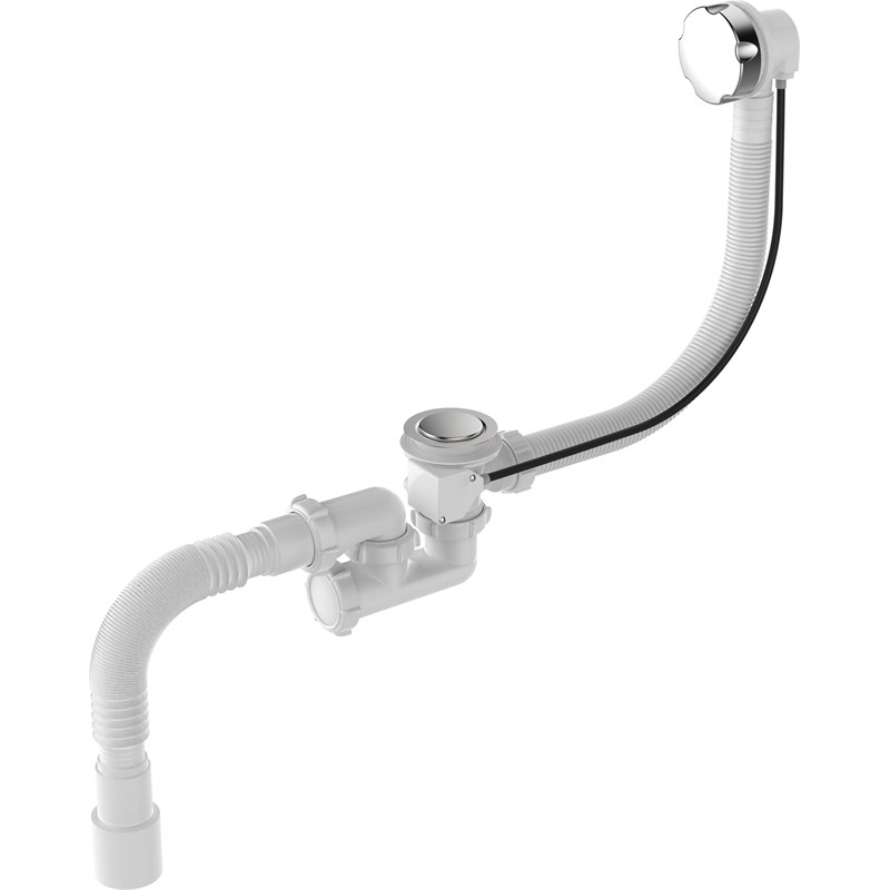 Сифон для ванны полуавтомат регулируемый, с выпуском и переливом (18)