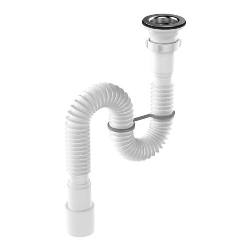 Гофросифон 1 1/2"х40/50 с метал.решетк,длина: min 335 - max 755, длина винта 60 мм (60)