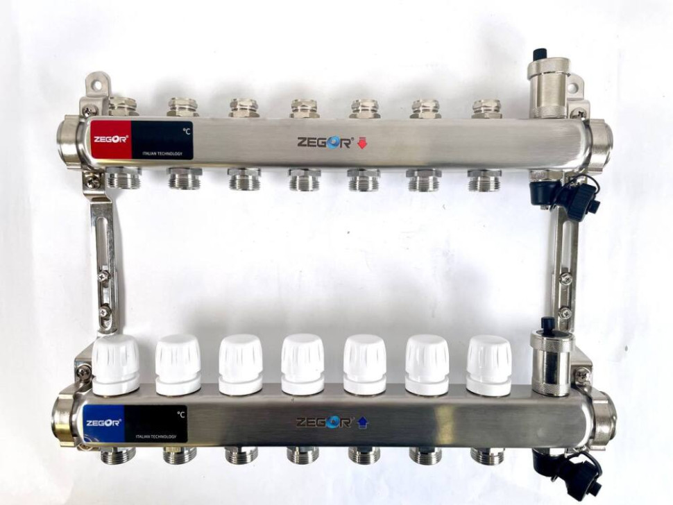 QS-1896 Коллекторный блок из нержавеющей стали с клапанами 1" х 3/4" 9 выхода