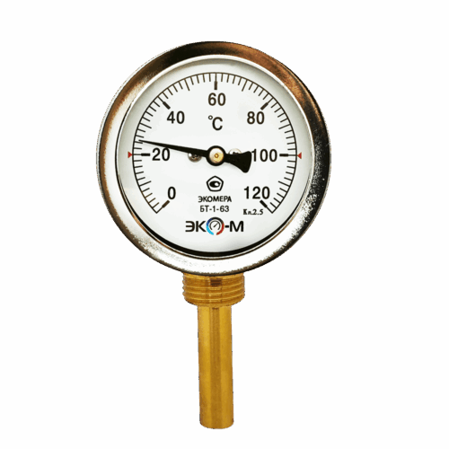 Термометр биметаллический ЭКОМЕРА БТ-1-63, 0-120С, L=60 радиальный
