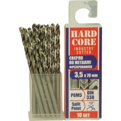 Сверло по металлу фрез. Р6М5 3.5х70мм 10 шт/уп "Hardcore" Industry cutter