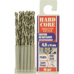 Сверло по металлу фрез. Р6М5 4.0х75мм 10 шт/уп "Hardcore" Industry cutter