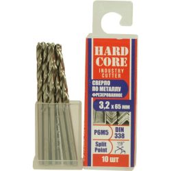 Сверло по металлу фрез. Р6М5 3.2х65мм 10 шт/уп "Hardcore" Industry cutter